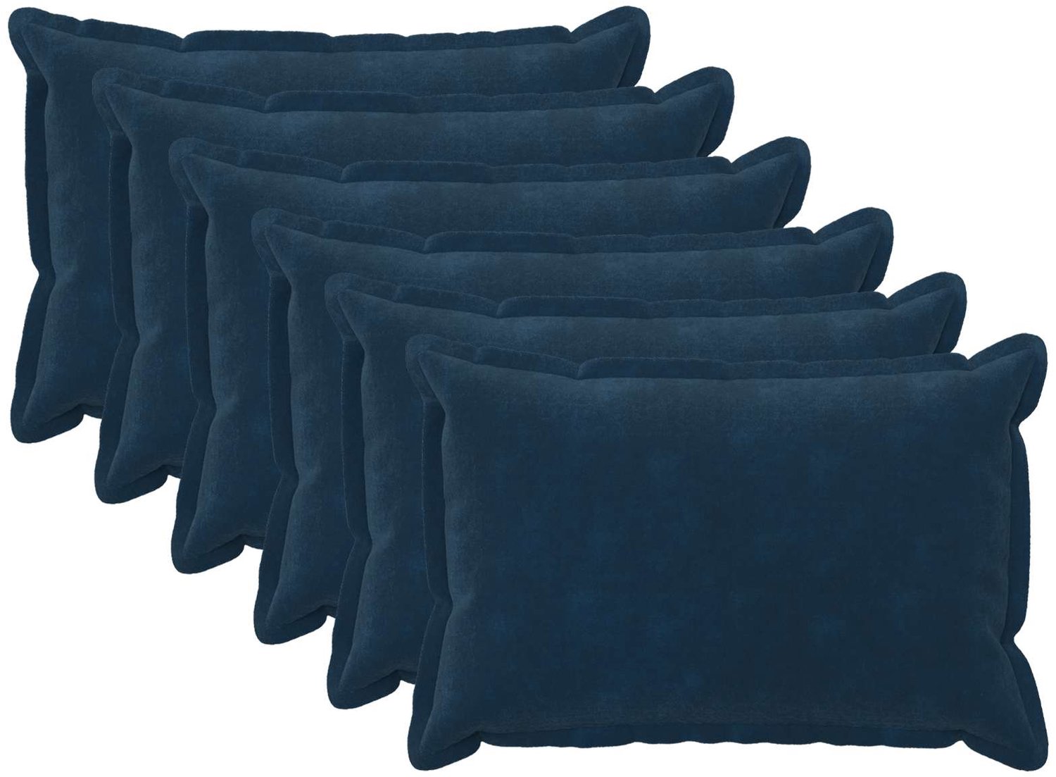 vidaXL Dekenkussen - 6 - st - HOUTEN - Blauw - 40 - x - 60 - cm - Microfiber - Fleece