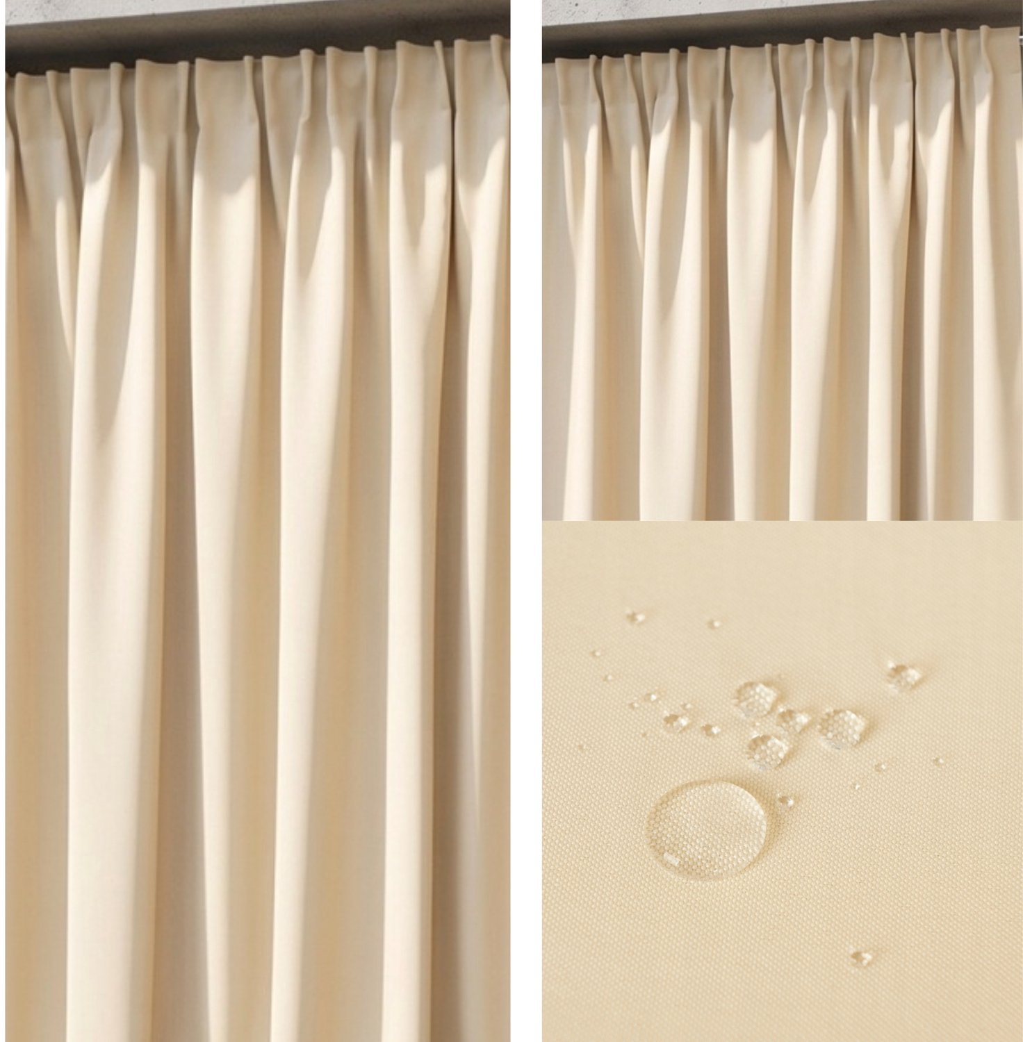 Waterdichte Terrasgordijn 140x180 cm - Beige, Halfverduisterend