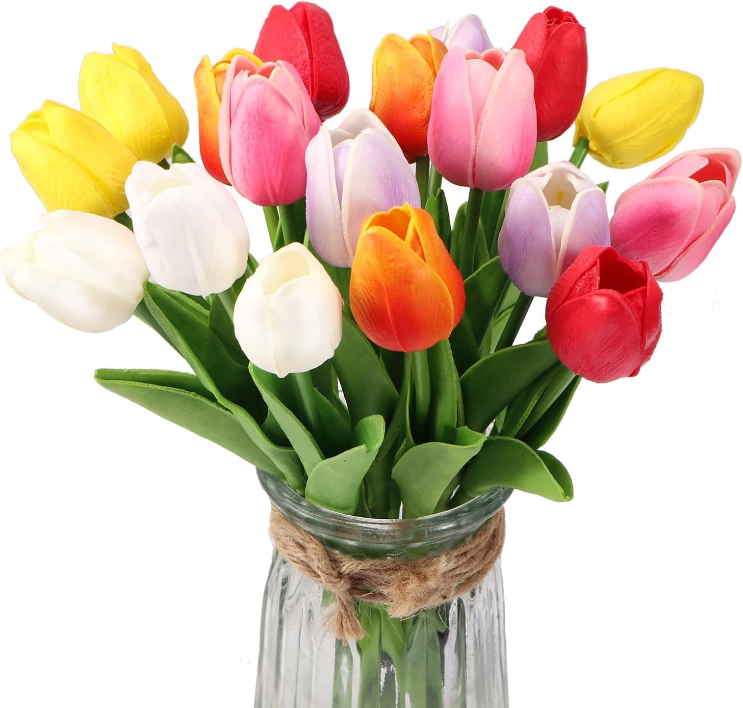 Kunstbloemen van PU, decoratie, veelkleurige kunsttulpen voor bloemstukken, bruiloft, feestjes, Pasen, lente, thuis, eettafel, kamer en kantoor.