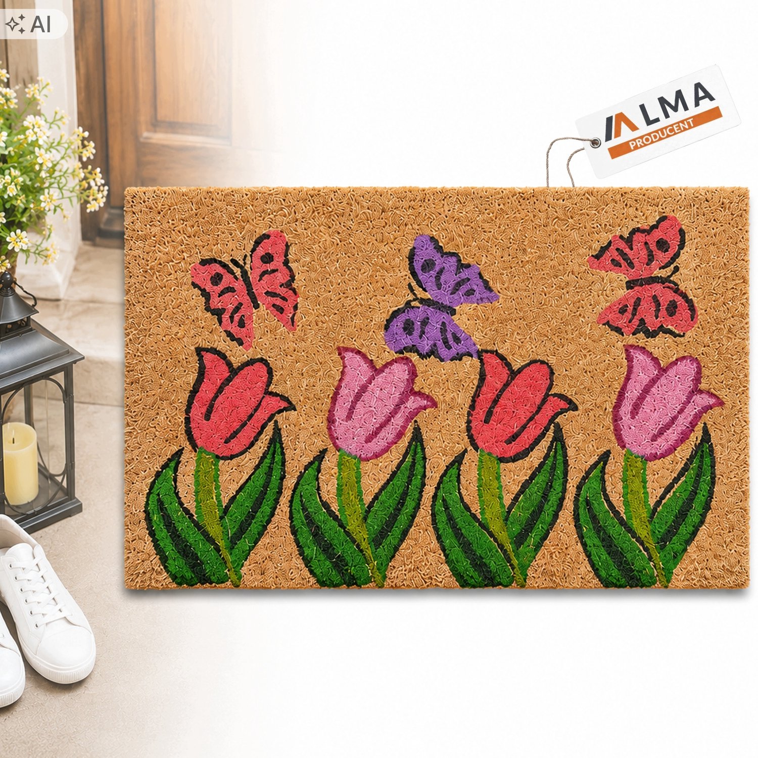 Kokosmat Deurmat 40x60cm - Natuurlijke Vezels met Rubberen Onderkant