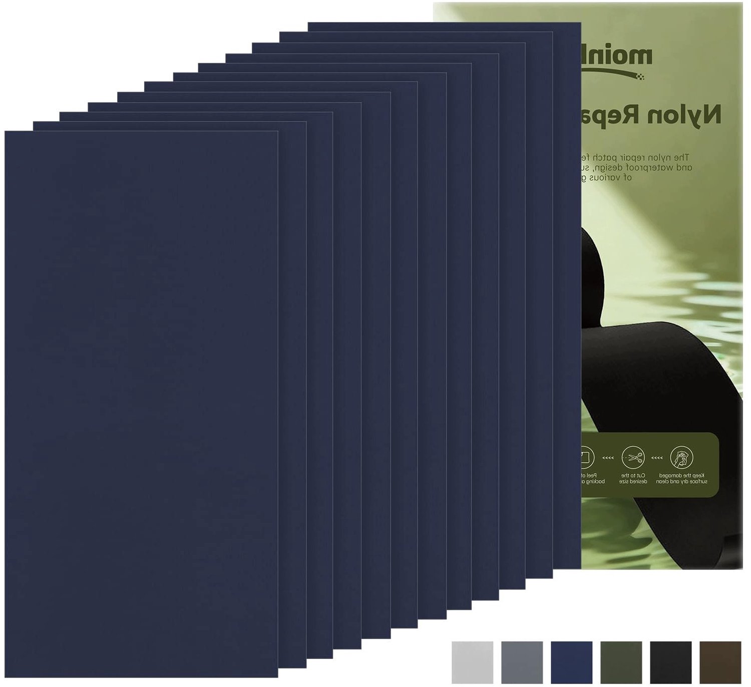 Zelfklevende Nylon Reparatie Patch 10x206cm Donkerblauw - 12 Stuks