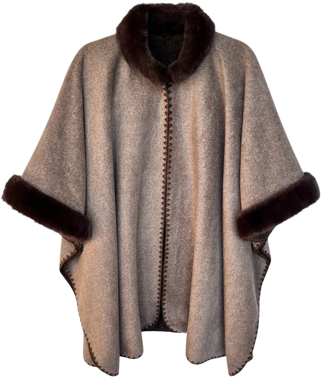 Alpaca D'Luxe Cape - Hypoallergeen - Koffie - Duurzaam - Gemaakt van Alpaca Wol - Luxe Cadeau - Zacht en van Kwaliteit - Elegant - Dames Cape - Heren Cape - Mantel - Alpaca - Poncho's Dames - Poncho's Heren - Comfortabel - Luxe Alpaca Wollen Cape