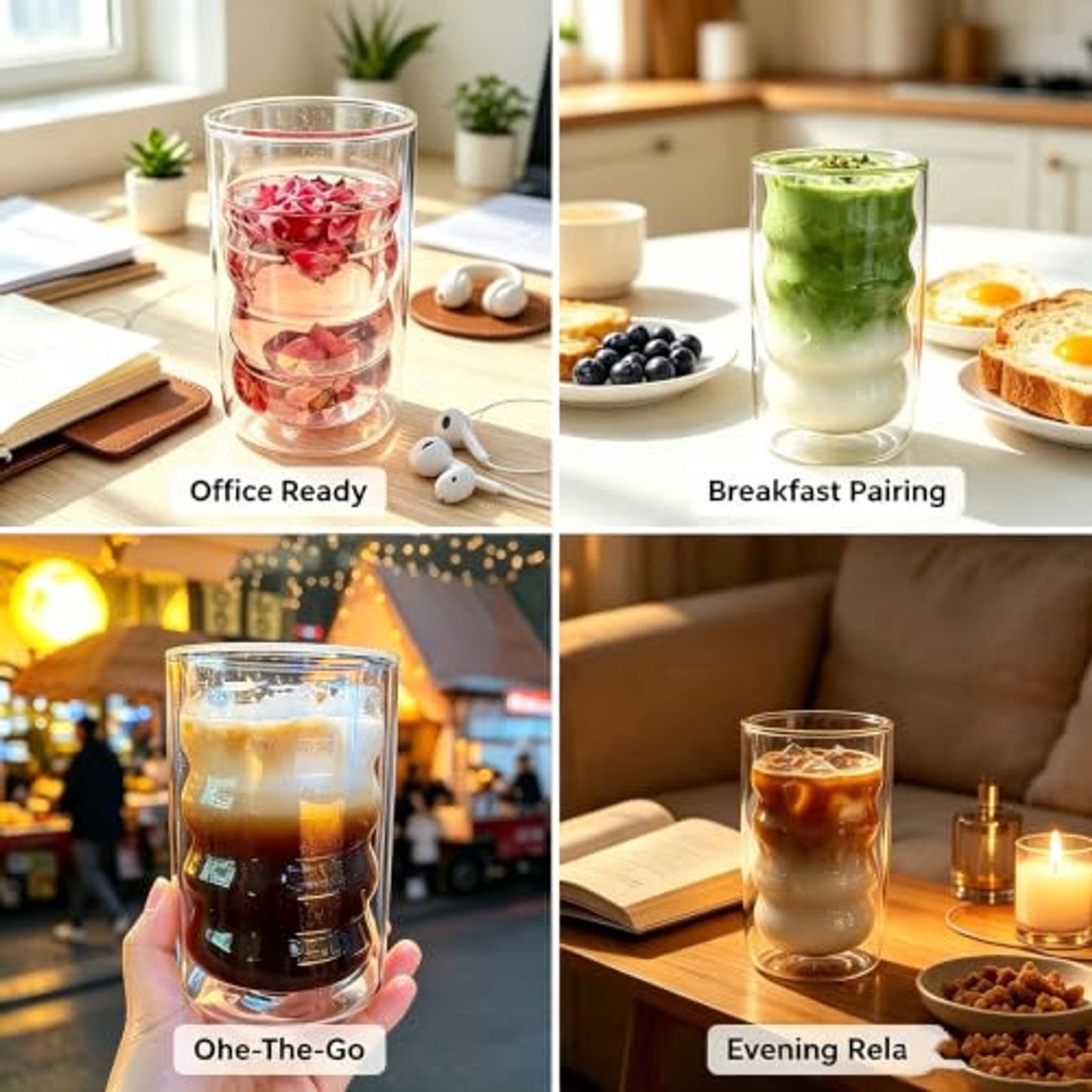 2x Thermische Latte Macchiato Glazen 400ml Dubbelwandig Borosilicaatglas