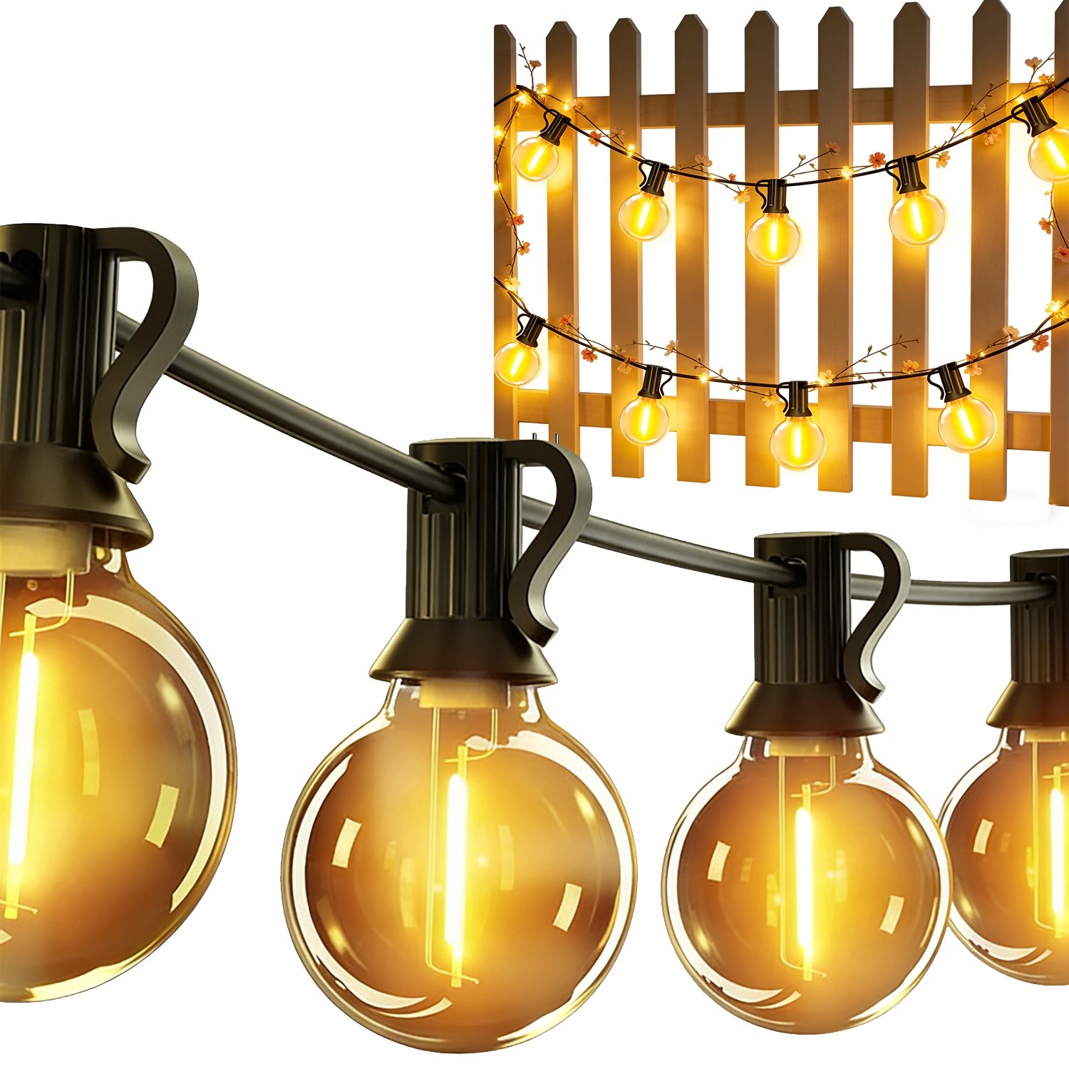 LED Tuinverlichting Slingers 10m 12 Bollen Warm Wit IP44