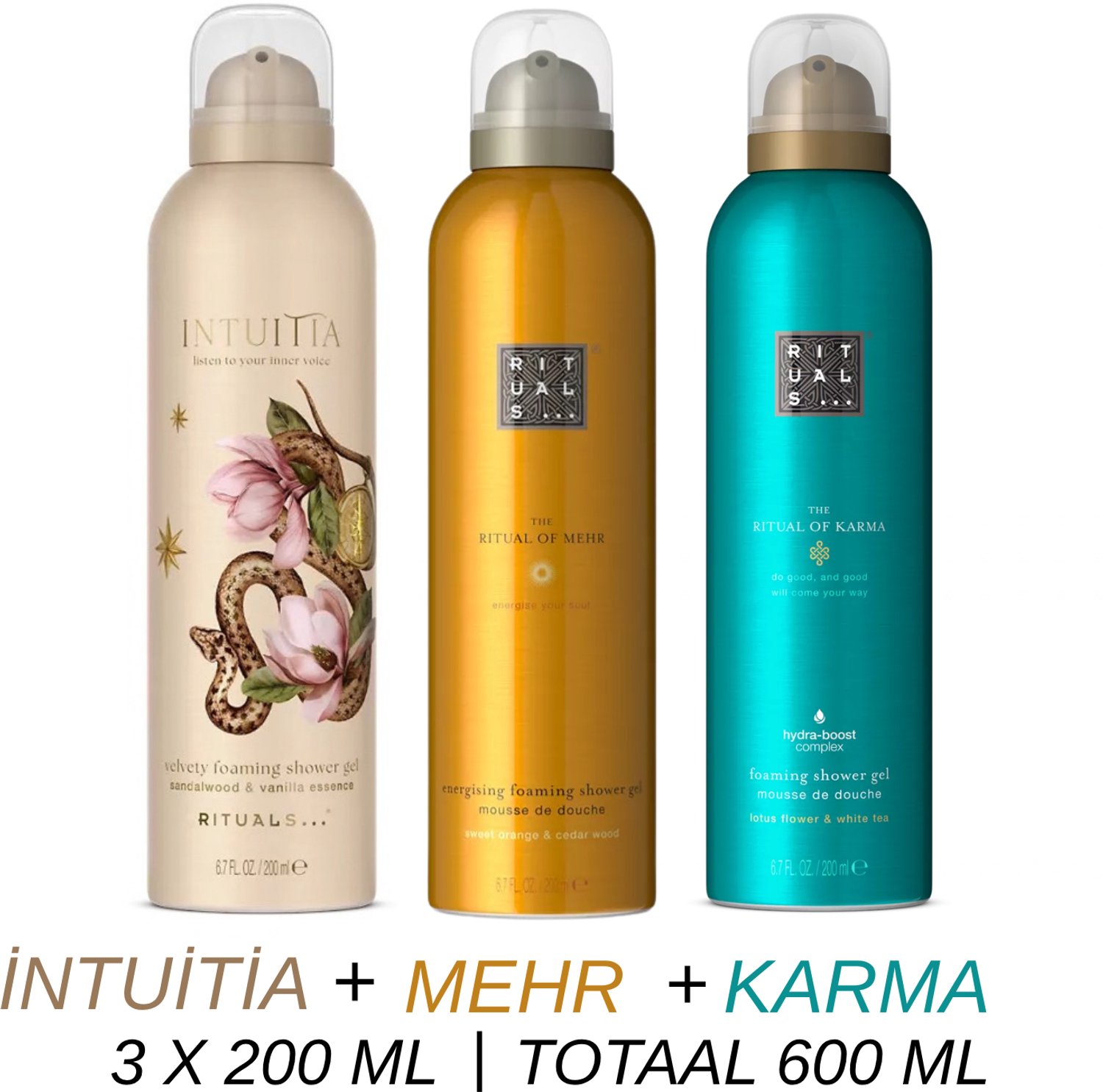 Rituals - Shower Gel Value Set - Intuitia + Mehr + Karma - 3 x Shower Gel 200 ml = 600 ml - Douchegel - Doucheschuim