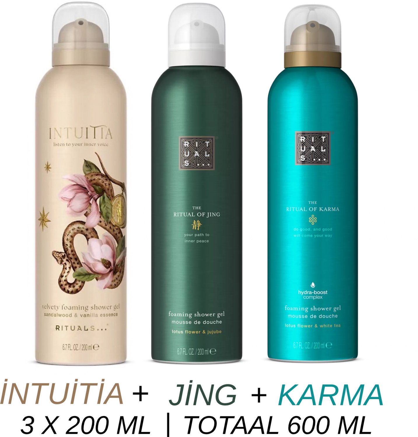 Rituals - Shower Gel Value Set - Intuitia + Jing + Karma - 3 x Shower Gel 200 ml = 600 ml - Douchegel - Doucheschuim