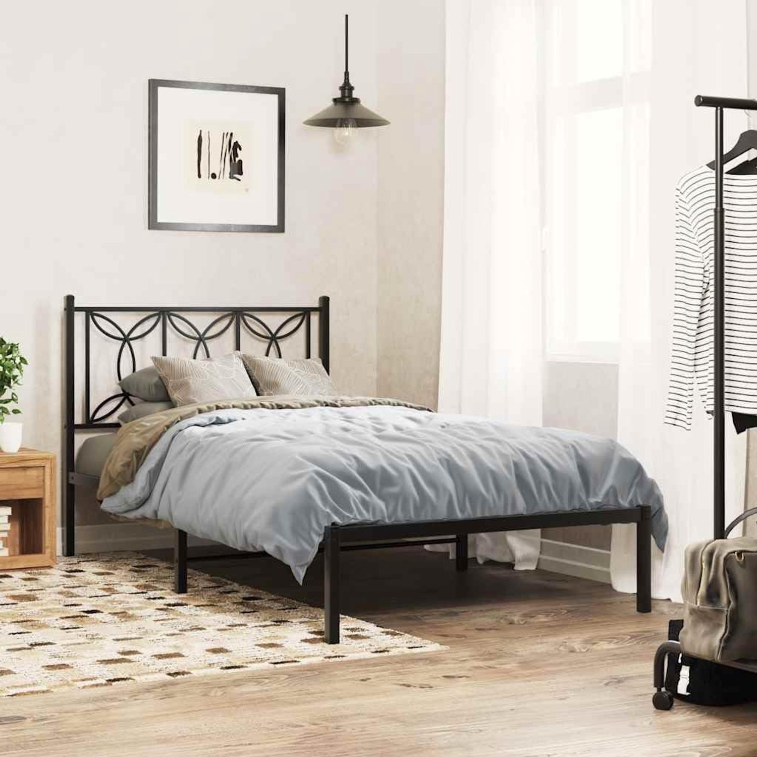Bedframe met opbergruimte klassiek zwart 100x200 cm