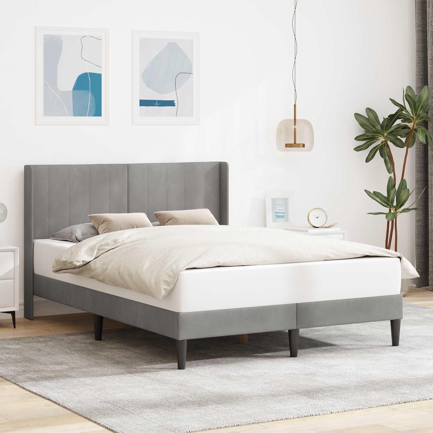 Bedframe Modern Stijlvol Lichtgrijs 160 x 200 cm