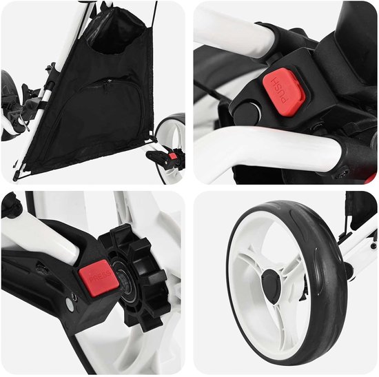 Inklapbaar, aluminium, 100 x 69 x 114 cm, golftrolley met voetrem, zwart — afbeelding 2