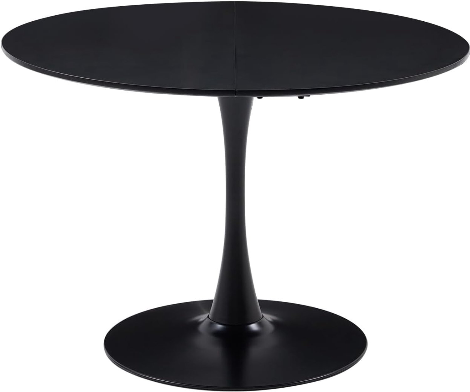 Eettafel, rond, met MDF-blad en poten, keukentafel Tulp uit het midden van de eeuw voor 4-6 personen (zwart, 110 x 110 x 75 cm)
