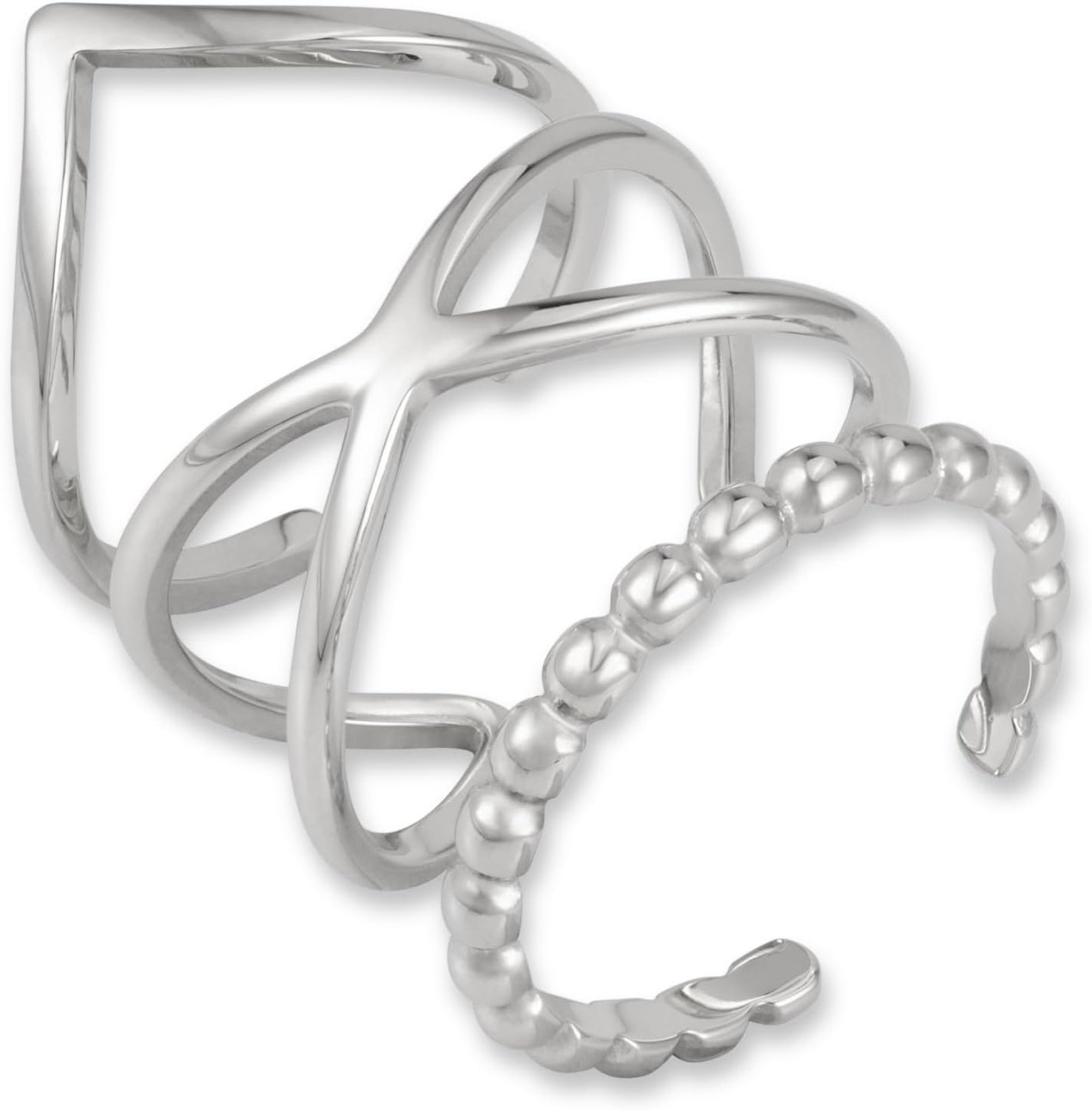 Ringen voor dames van roestvrij staal - Waterdicht - 3-delige stapelringen in zilver, 18K goud, roségoud | Incl. geschenkdoos