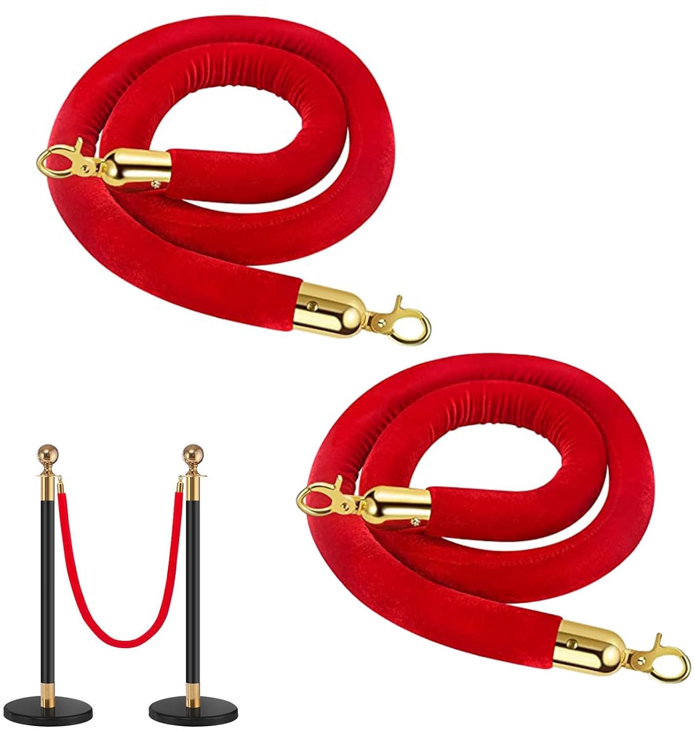 Touwen, 2 stuks, rood fluwelen touw, afsluittouw, voor personen geleidingssysteem, afzetband, 150 cm