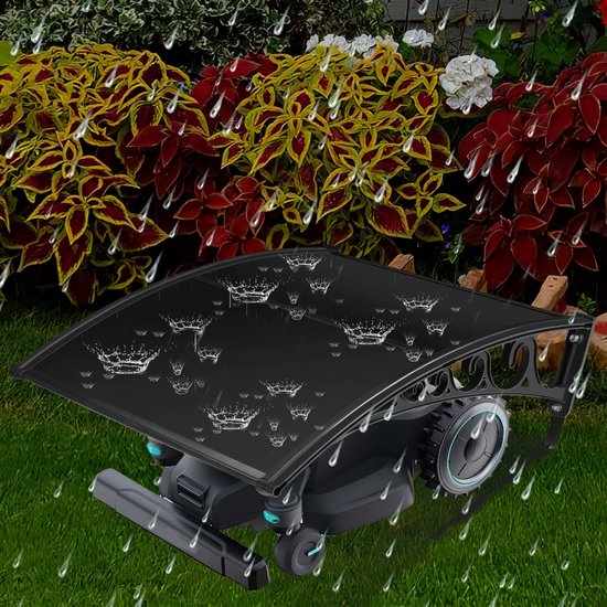 Garage voor robotmaaier, 106 x 87 x 50 cm, bescherming tegen regen, hagel en uv-stralen, weerbestendige garage voor robotmaaier, zwart — afbeelding 3
