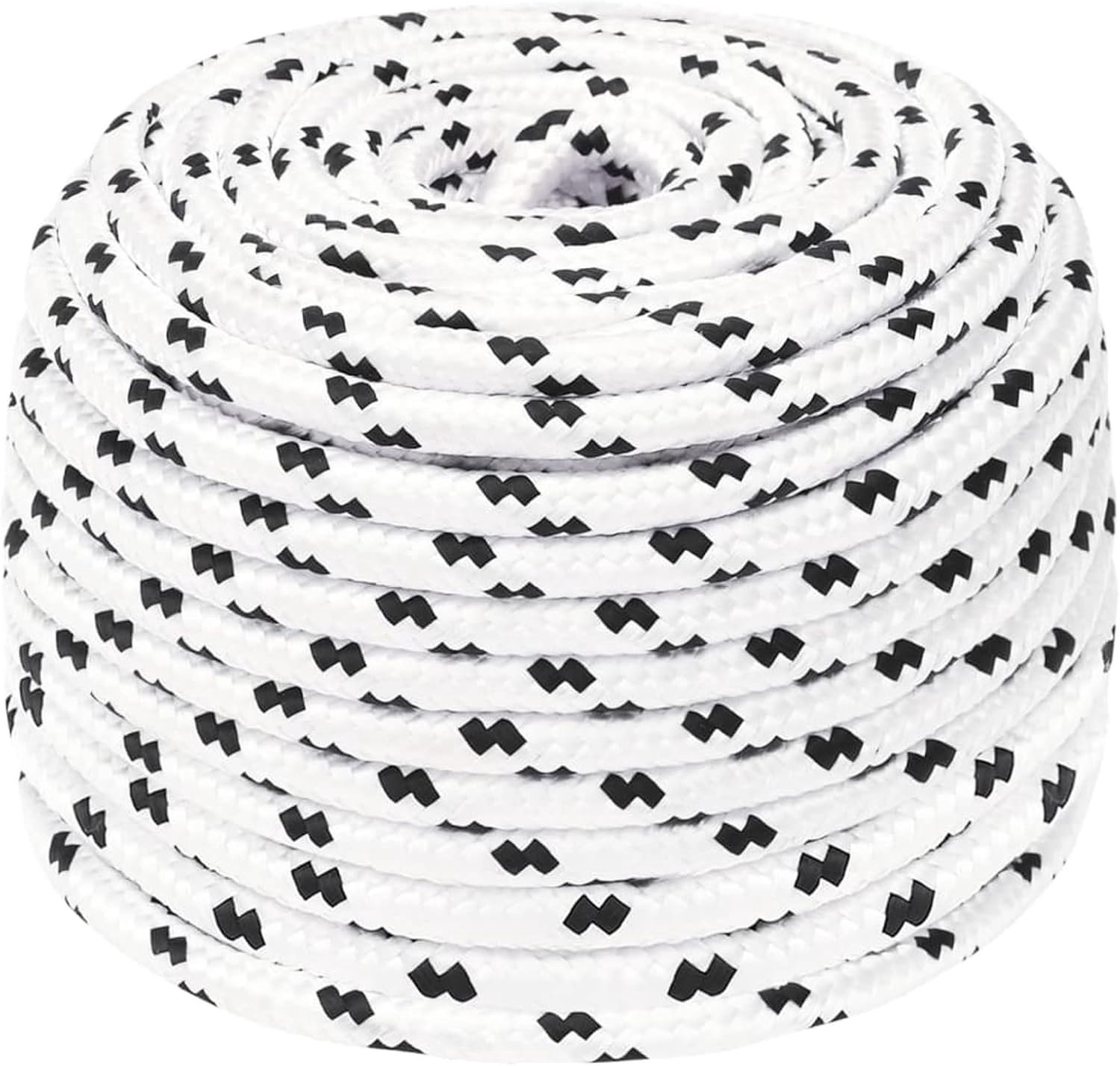 Gevlochten aanzettouw, gevlochten lijn, bootophoping, polyester touw, gevlochten koord, ankerlijn, multifunctionele lijn, dikte: 8 mm, lengte: 25 m, werkdikte: 160 kg, polyester, wit