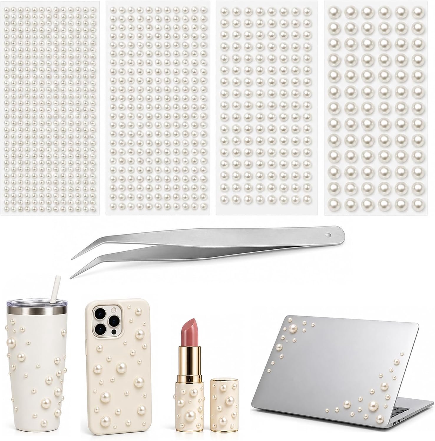 Halve parels 1254 stuks, strass steentjes 4-8 mm, plaksteentjes voor gezicht en haar, rhinestones voor makeup, nagels en DIY, feestpakket