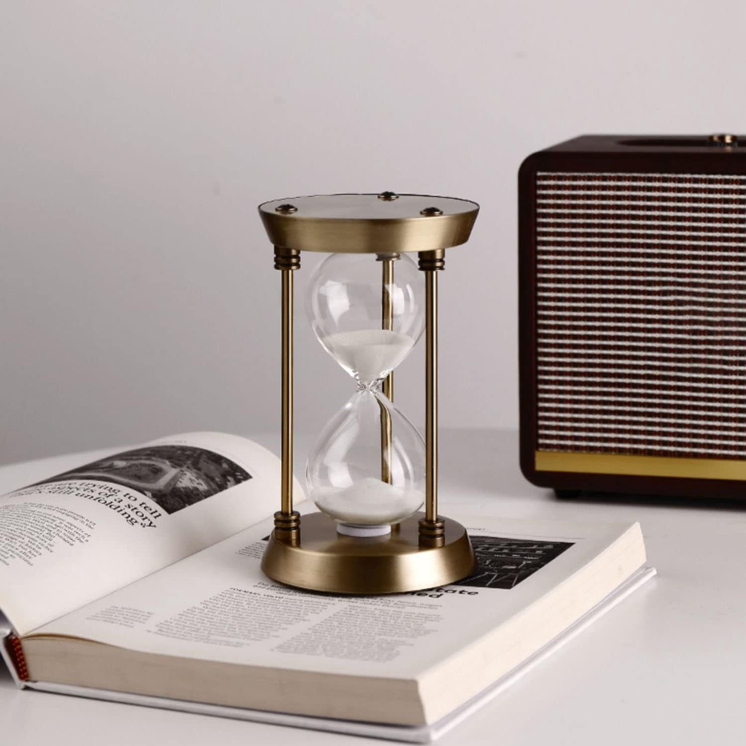Wit Zand Metaal Glas Zandloper - 15 Min Timer voor Vintage & Kantoor Decor, Keuken & Huwelijksgeschenken
