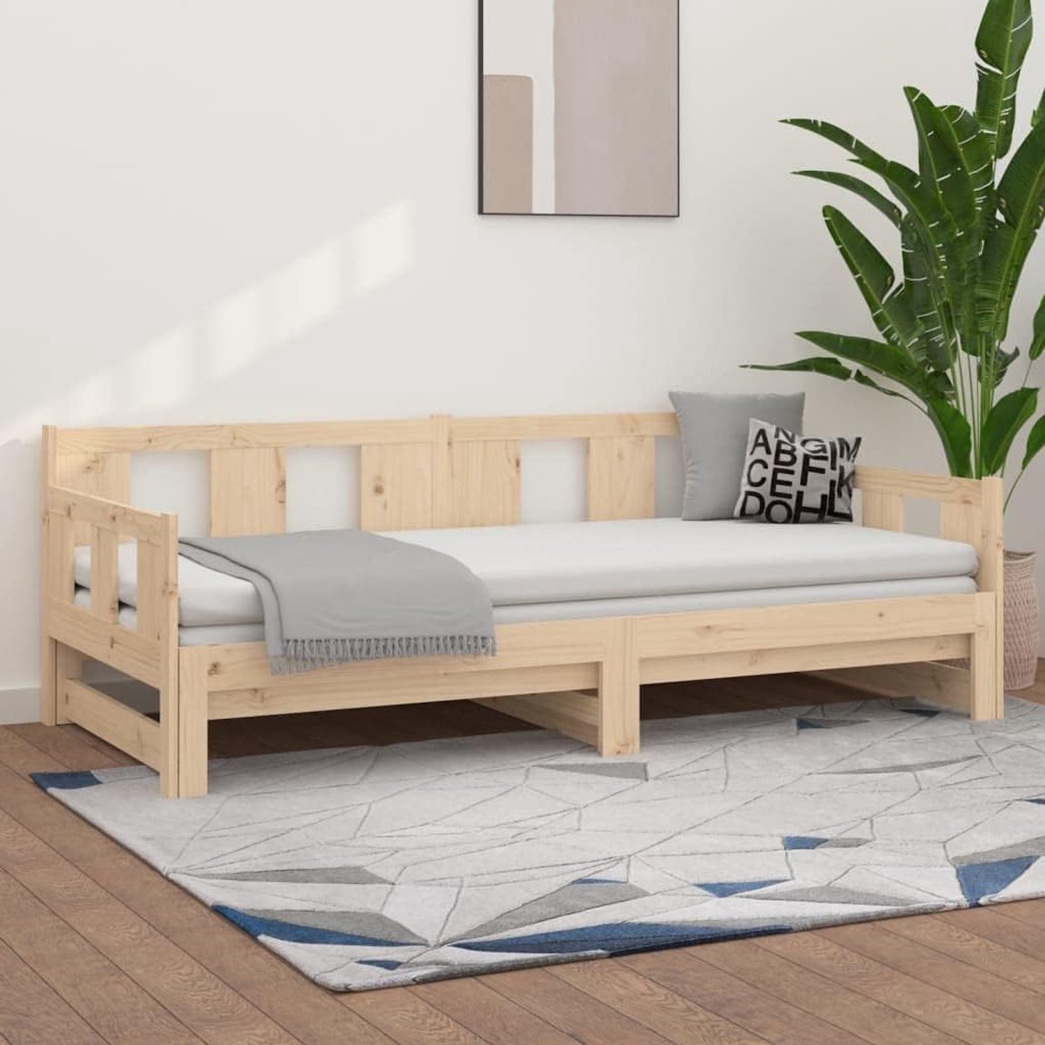 Houten dagbed uittrekbaar grenen 2 x (90 x 190) cm multifunctionele slaapbank omvormbaar ruimtebesparend voor gasten