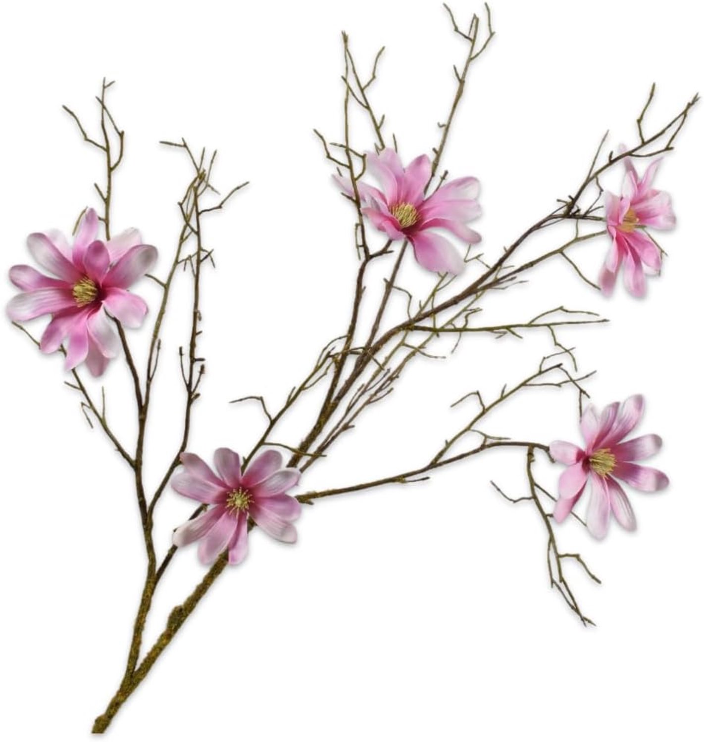 Kunstbloem magnolietak van zijde, roze-wit, 98 cm