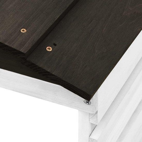 Garage voor robotmaaier, van dennenhout, 78 x 74 x 54 cm, beschermhoes voor robotmaaier, weerbestendige overkapping, zwart en wit — afbeelding 2
