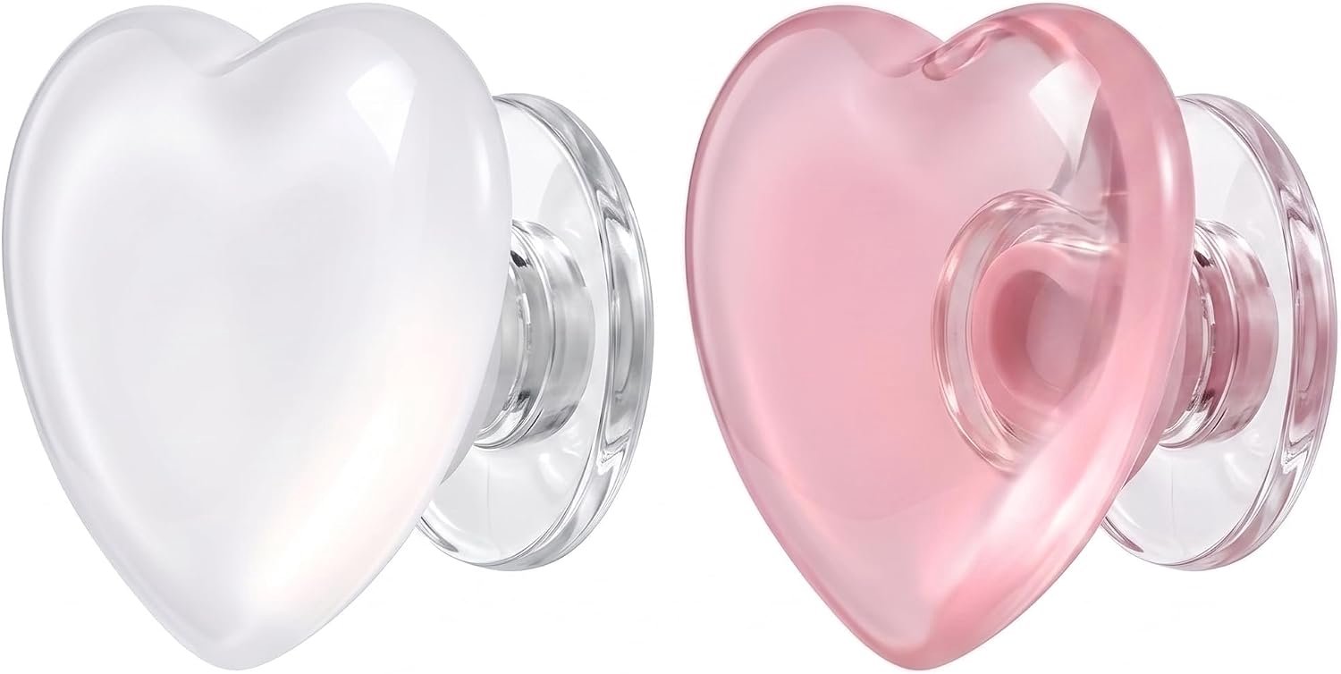 Telefoongrip van Kristalglas, Telefoonstandaard, Wit en Roze