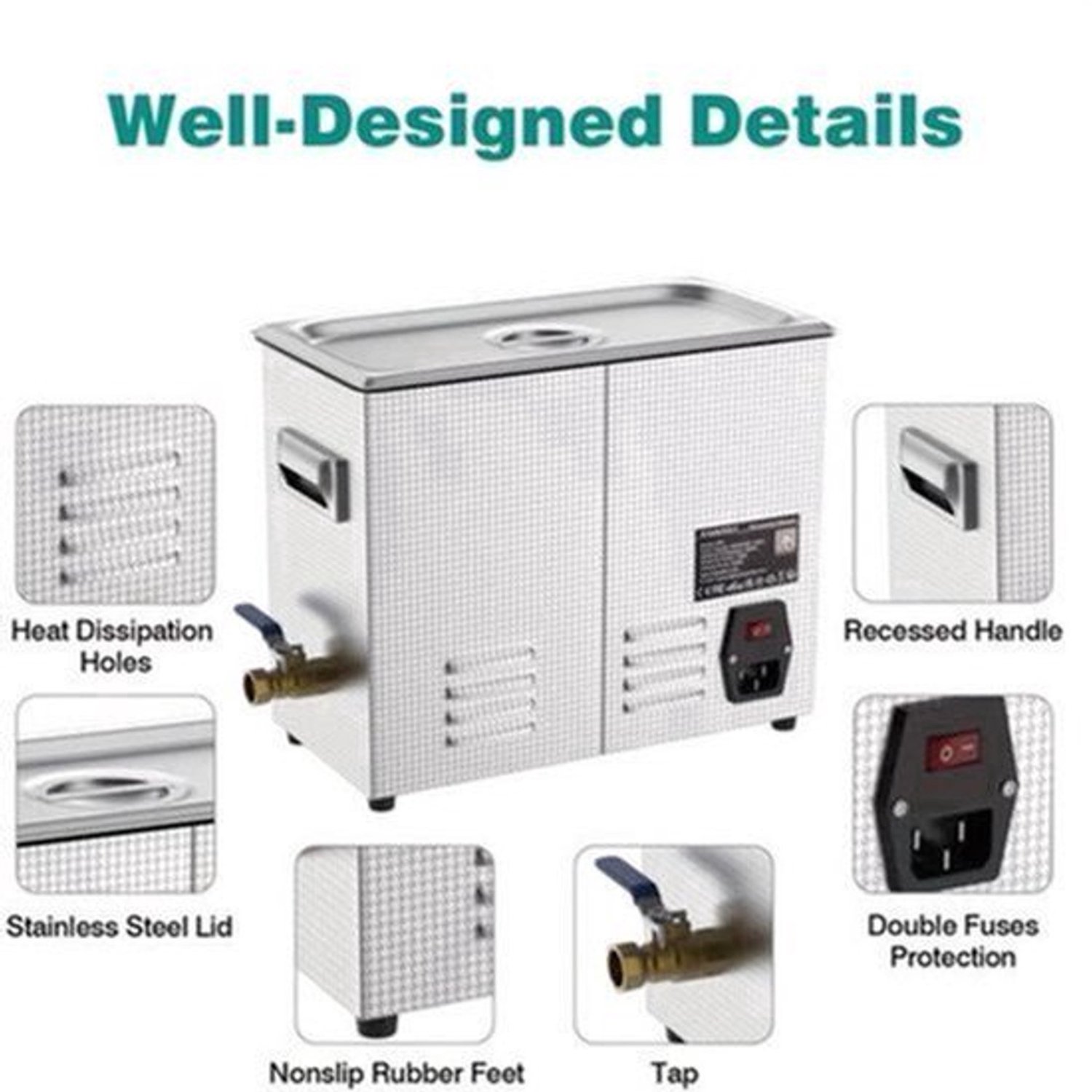 Ultrasoonreiniger – Ultrasoon Reinigingsapparaat – Ultrasone Cleaner – Ultrasonic Cleaner – Brillenreiniger – 6,5 Liter Inhoud – 40 kHz Frequentie & Verwarmingsfunctie