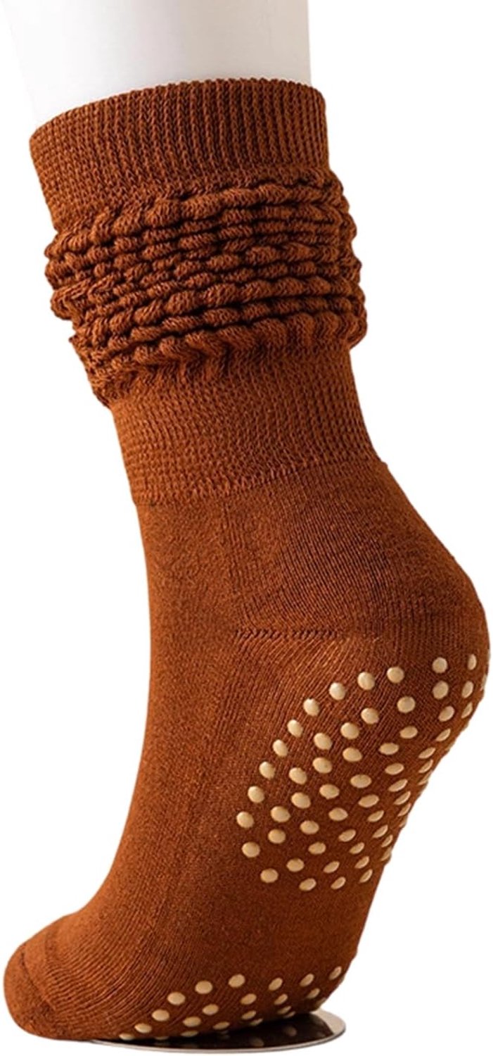 Sokken voor dames, ademende yogasokken met anti-slip grip, lange antislipsokken met noppen, antislip stoppersokken, yoga, antislipsokken voor trampoline, thuis, fitness