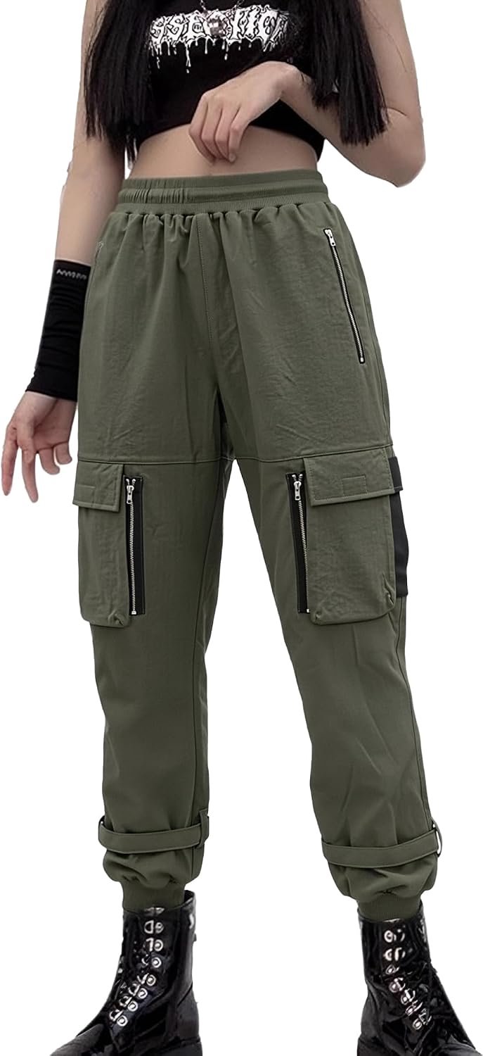 Cargobroek voor dames, losse broek met meerdere zakken, multi-rits, punk, gothic broek