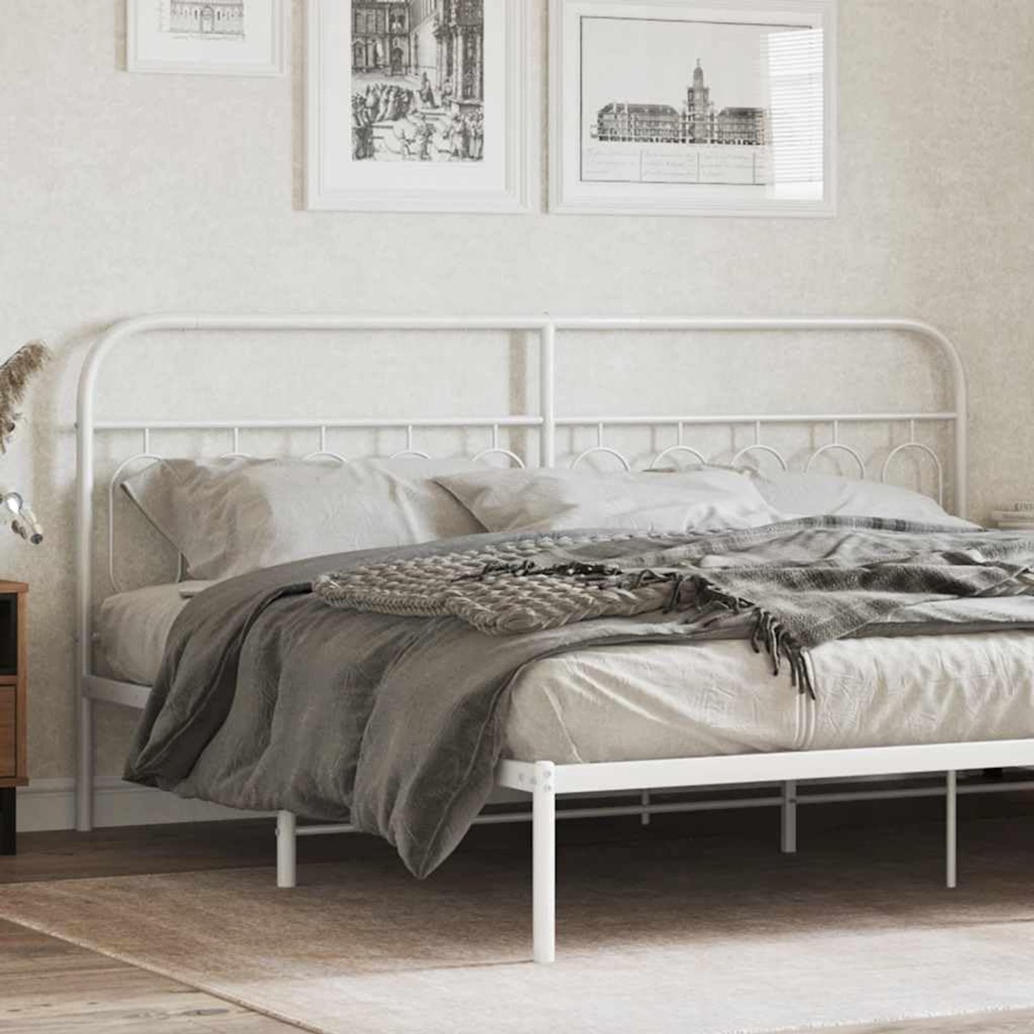 Vervangend hoofdeinde voor bed in wit, 200 cm van ronde buizen, biedt uitstekende rugsteun bij het lezen en televisiekijken.