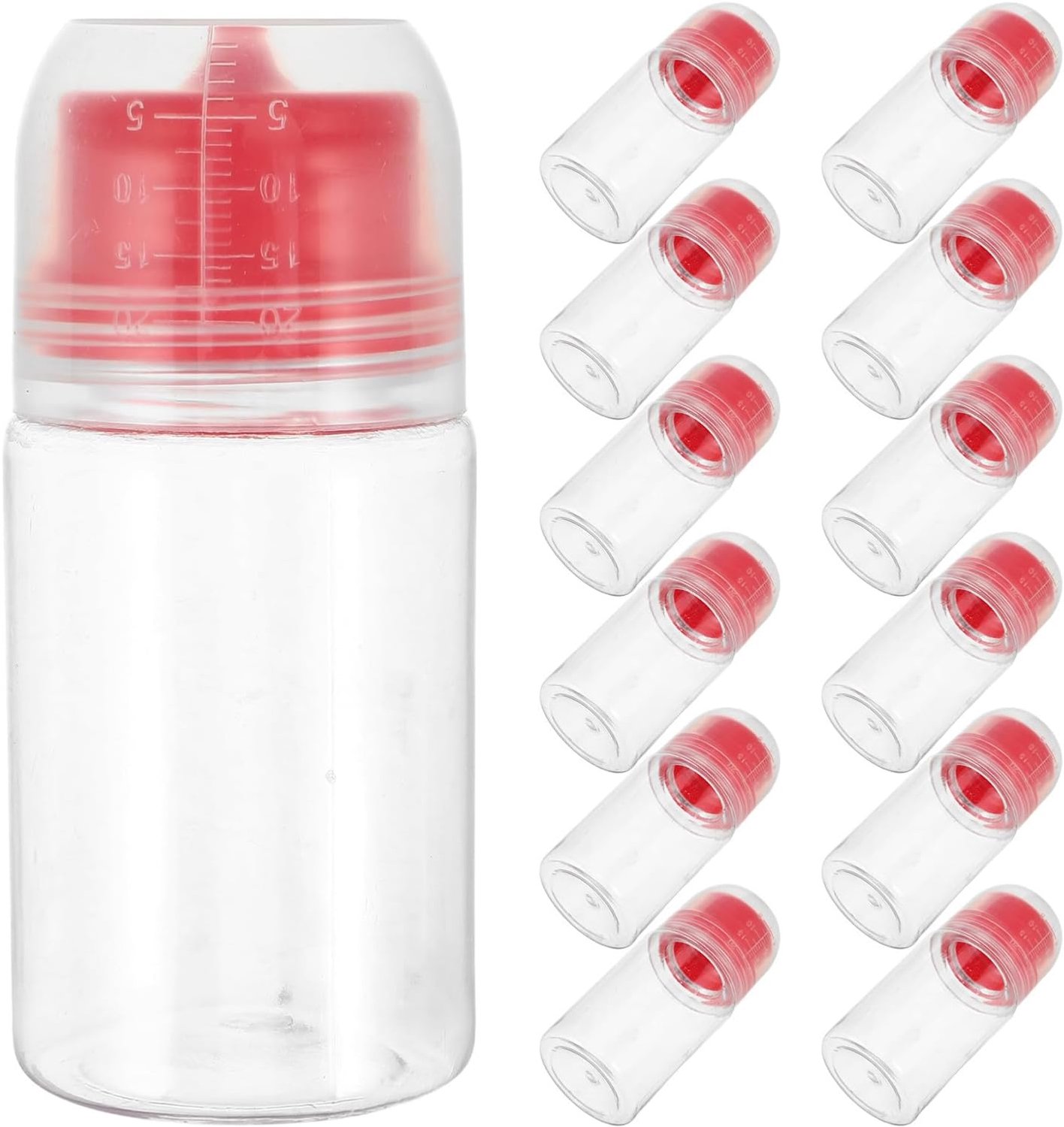 20 stuks plastic knijpflesjes - 50 ml/1,7 oz navulbare doseerflesjes met maatdop voor vloeibare chemicaliën - lege flesjes voor laboratoriummonsters, ideaal voor op reis