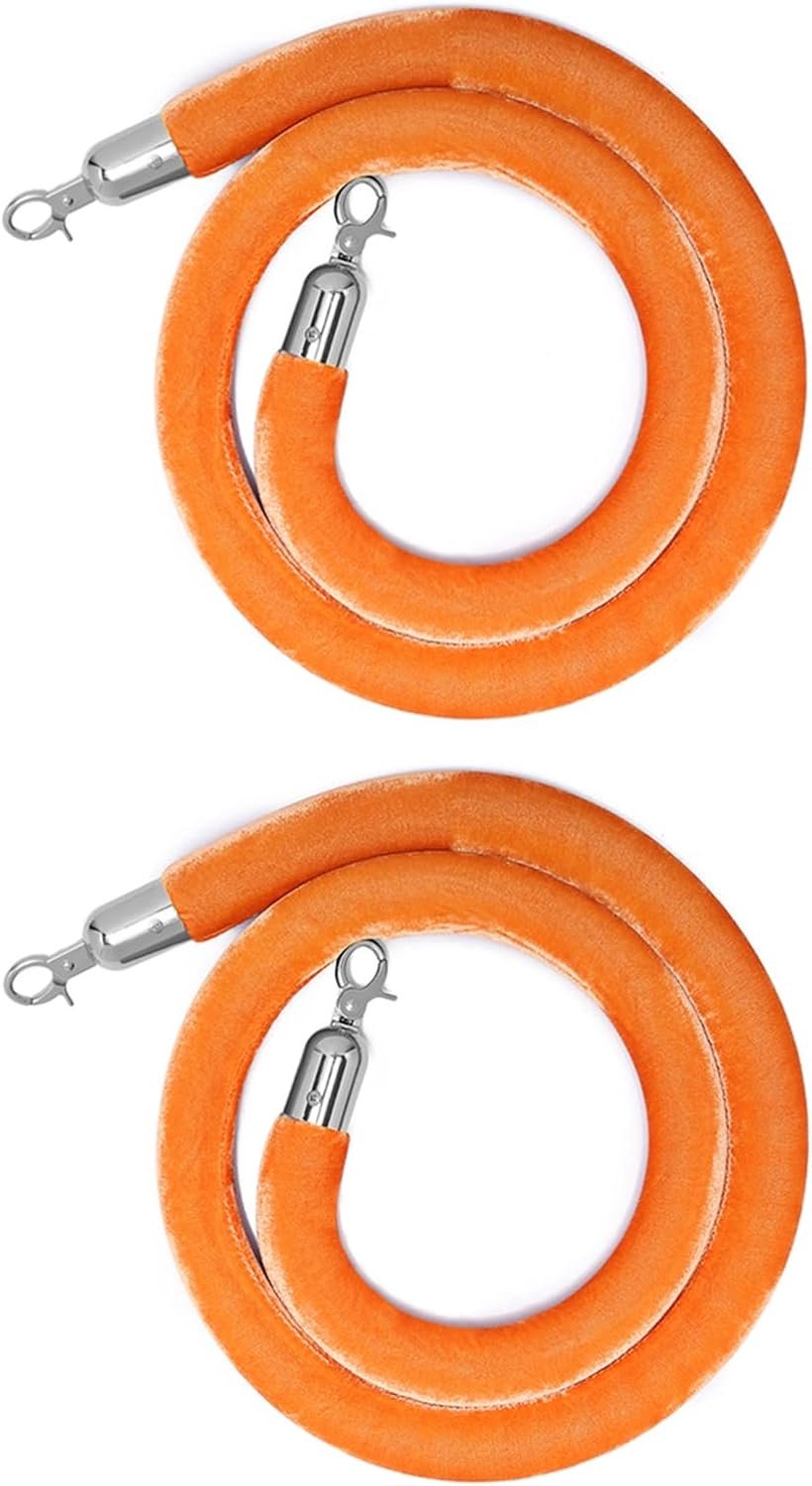 Wachtrijbarrièretouwen met vergulde haak, fluwelen stangentouw 3/4/5/6Ft, menigtecontroletouw, grijs fluwelen touw voor wachtrijverdeler, touwveiligheidsbarrière 1/2/3M, diameter 1,3 inch wacht