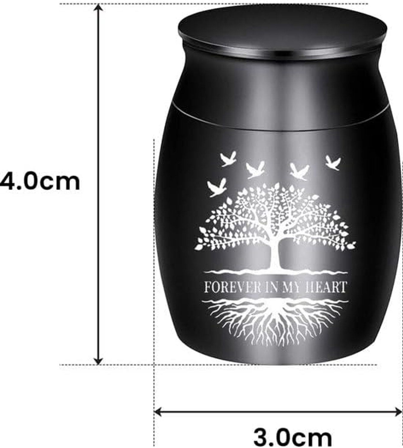 Mini Urn Voor As - 30 ML - Zwart - Hoogwaardige Materialen - Roest- en Corrosiebestendig - 40x30mm