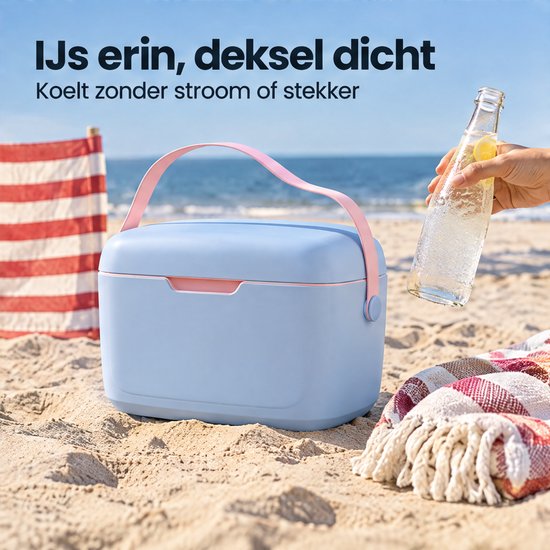 Lomera Koelbox 12 Liter Blauw - Kleine Passieve Koelbox met Schouderband - Draagbare Frigobox voor Picknick, Strand en Camping - Isolatiebox - Thermobox - Coolbox van Lomera — afbeelding 5
