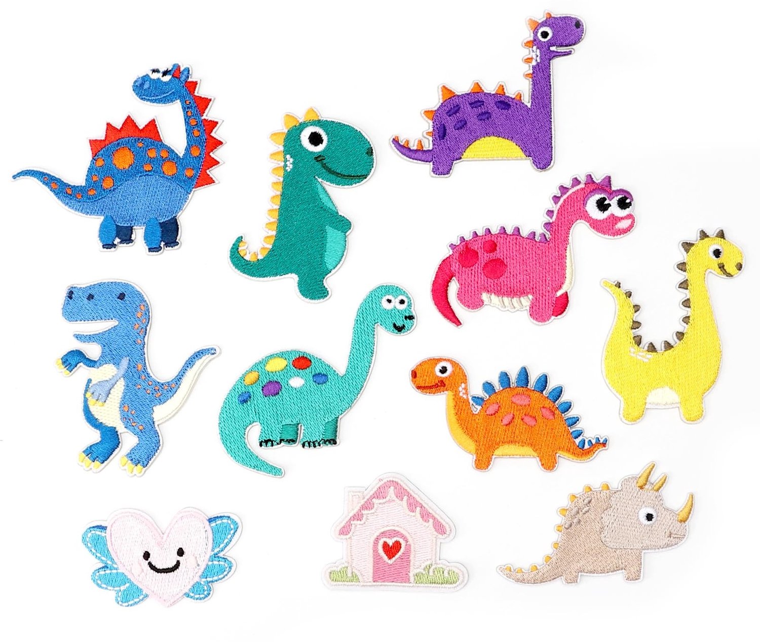 11x Geborduurde Dino Patches - Strijkbaar voor Kinderkleding