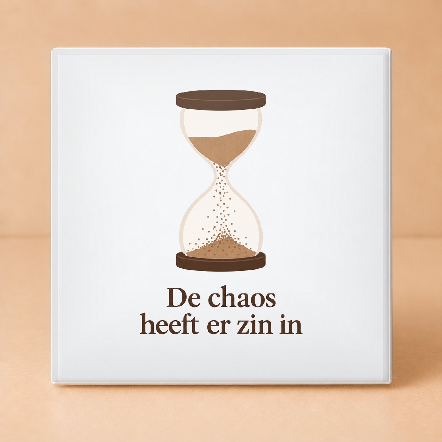 Bedruk King Minimalistische Tegel Nieuw Jaar Zelfde Chaos – Strakke Wanddecoratie voor Liefhebbers van Humor en Design - 11 x 11 cm Wit