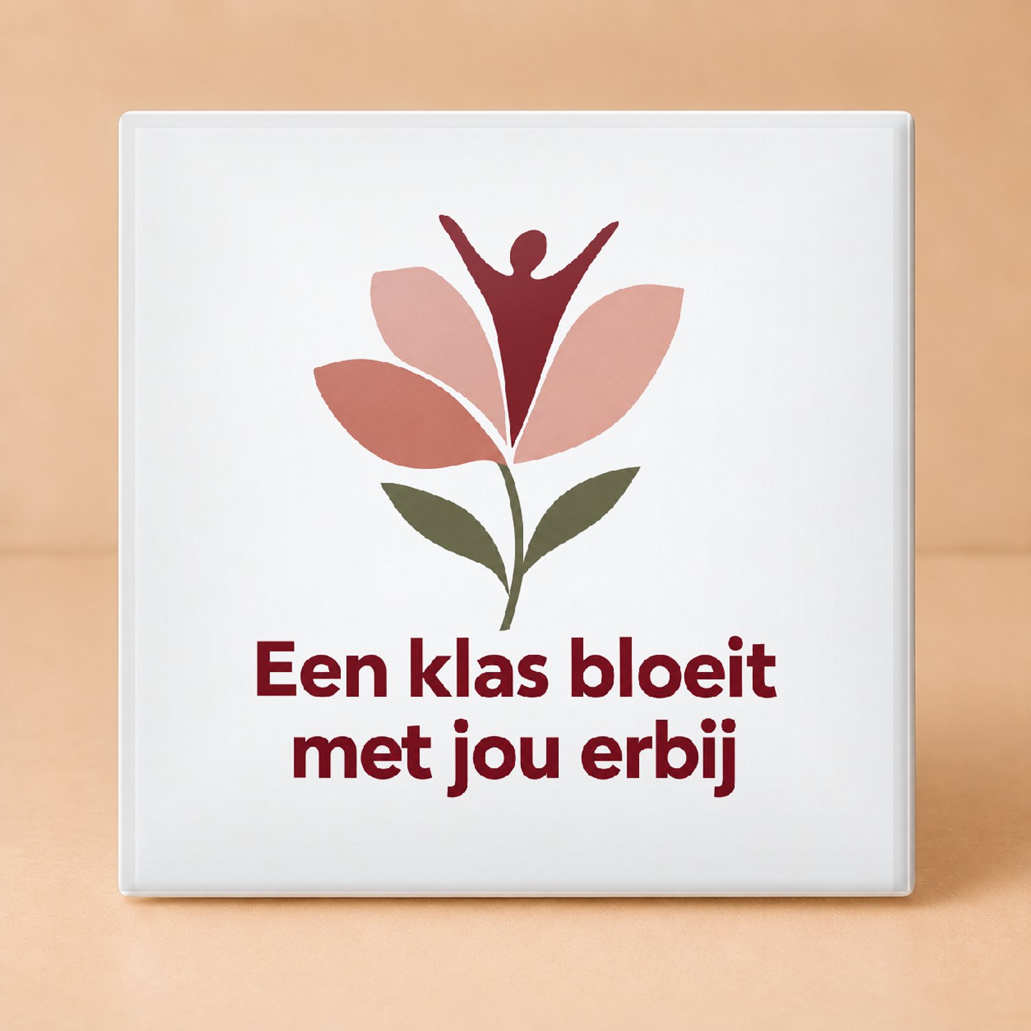Bedruk King Sfeervolle vintage botanische Tegel – Eindejaars-applaus voor de klas met inspirerende quote voor leraren - 11 x 11 cm Wit