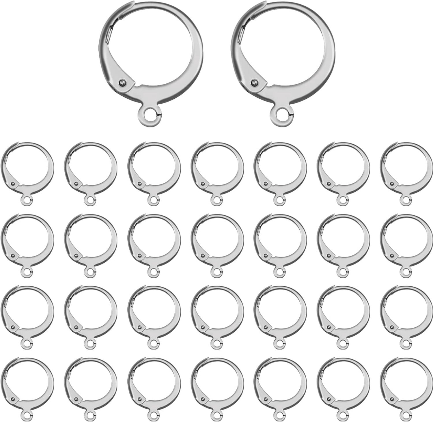 SnelShoppen - 50 Stuks Ronde Oorbellen Haakjes RVS 14.5x12mm Leverback Franse Oorbellen Haak voor DIY Sieraden Maken - Modern en Duurzaam