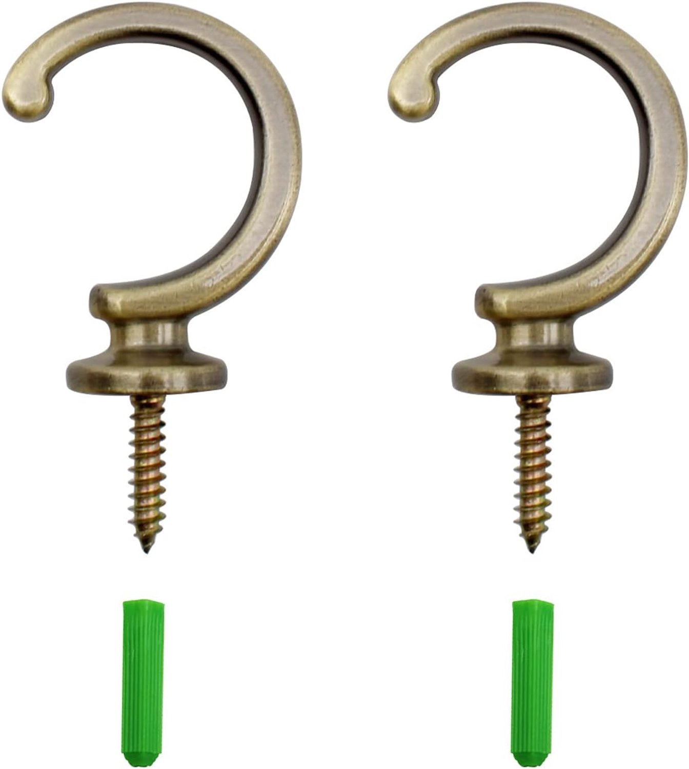 Tie Back Hooks - Brass Curtain Tiebacks with Expansion Tube for Window & Shower Curtains