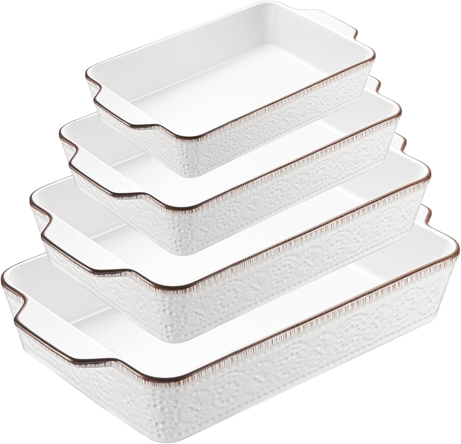 ONEMORE 4-Piece Baking Moulds for Tiramisu, Lasagna, Rectangular Ceramic with Handles, Oven, Microwave, Dishwasher - ShopVlot