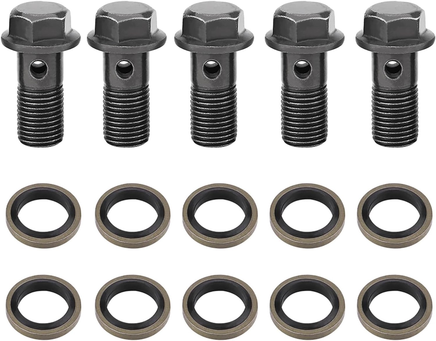 Dailygoods- Banjobouten Set van 5 - M10x1,25mm - Motorfiets Rembouten - Hoofdremcilinder - Sluitringen - Roestvrij en Corrosiebestendig