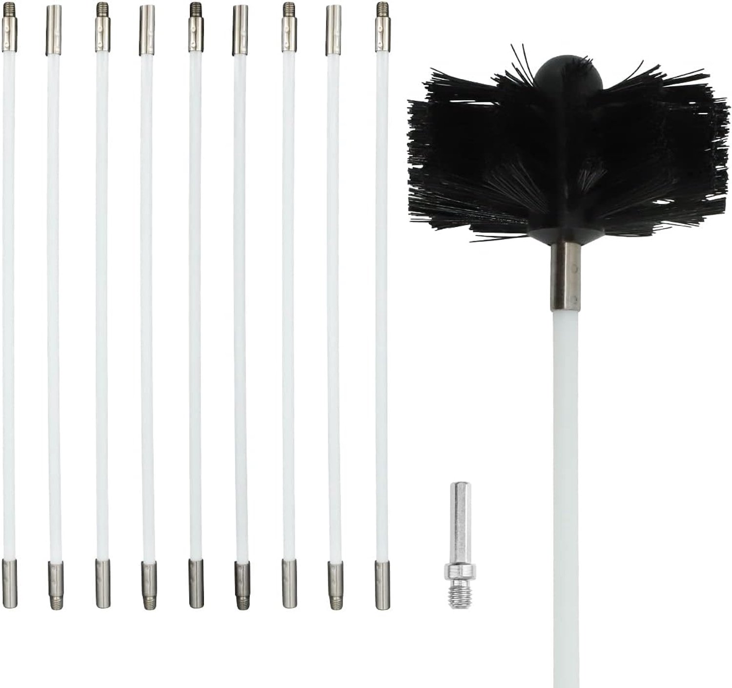 Dailygoods - Schoorsteenborstelset - Kachelpijpborstel - Eenvoudig te installeren - Zwart - Reinigingsset - Bespaar geld - Geschikt voor thuisgebruik.