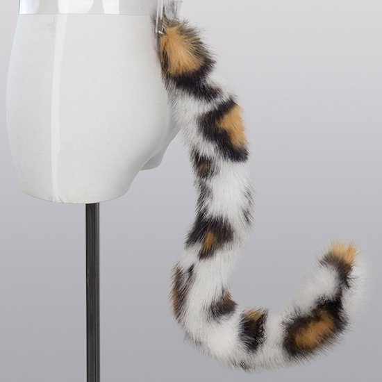 LUOFENG Faux Fur Cat Costume with Leopard Tail for Halloween Christmas Adjustable Fox Tail - ShopVlot — afbeelding 3