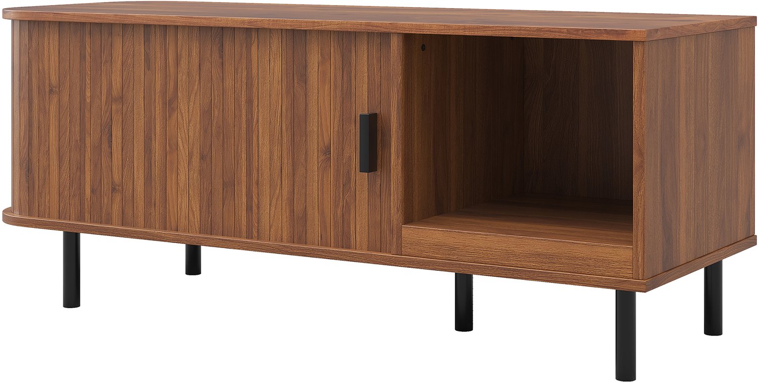 SONNENH Salontafel - Lamellen-schuifdeur en open vak - 110 x 40 x 55 cm - Walnootlook