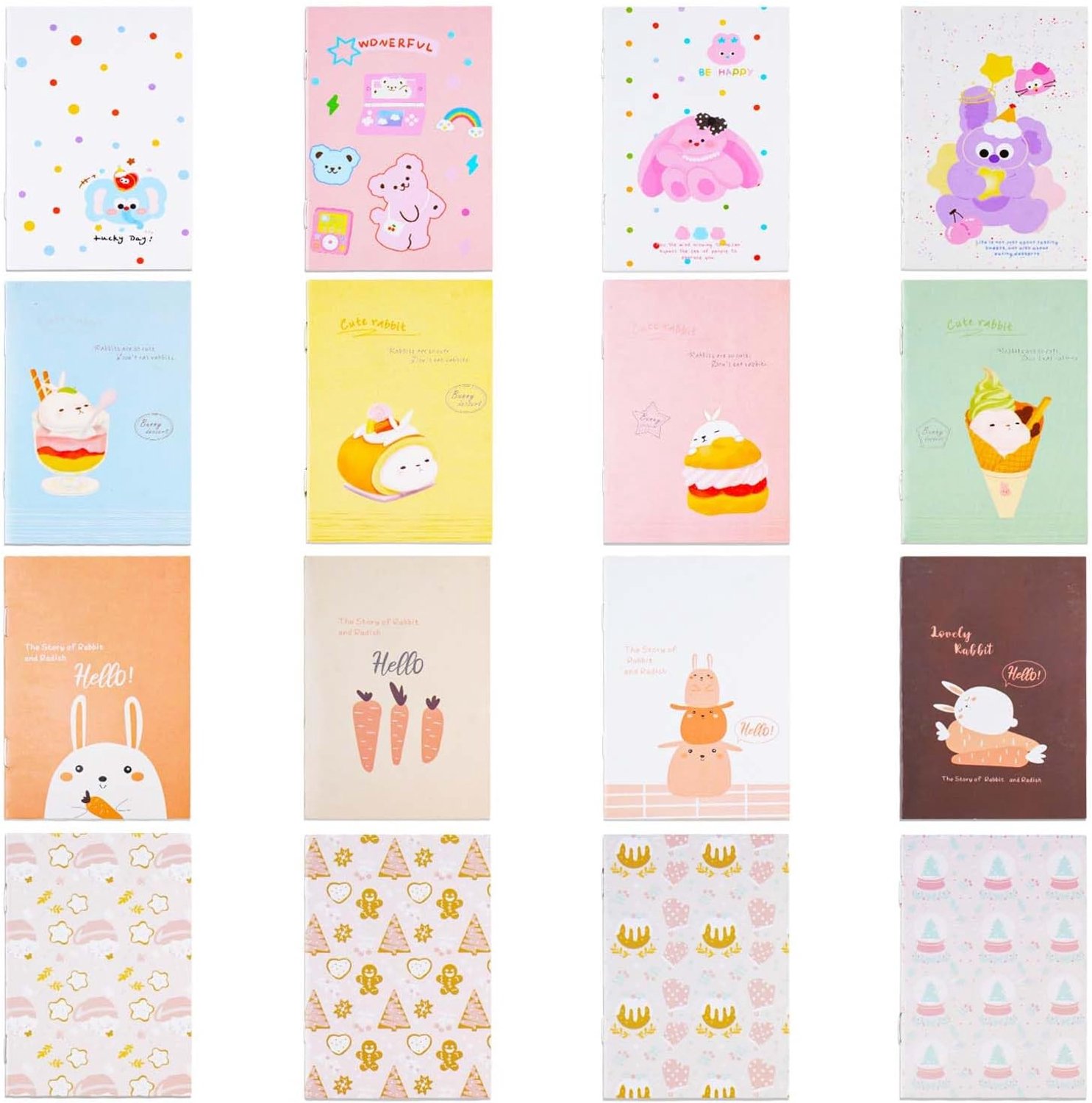 16 stuks Mini-notitieboekjes, Schattige cartoon-dier mini-notitieboekjes, Inspirerende zaknotitieboekjes, Blokken - ShopVlot