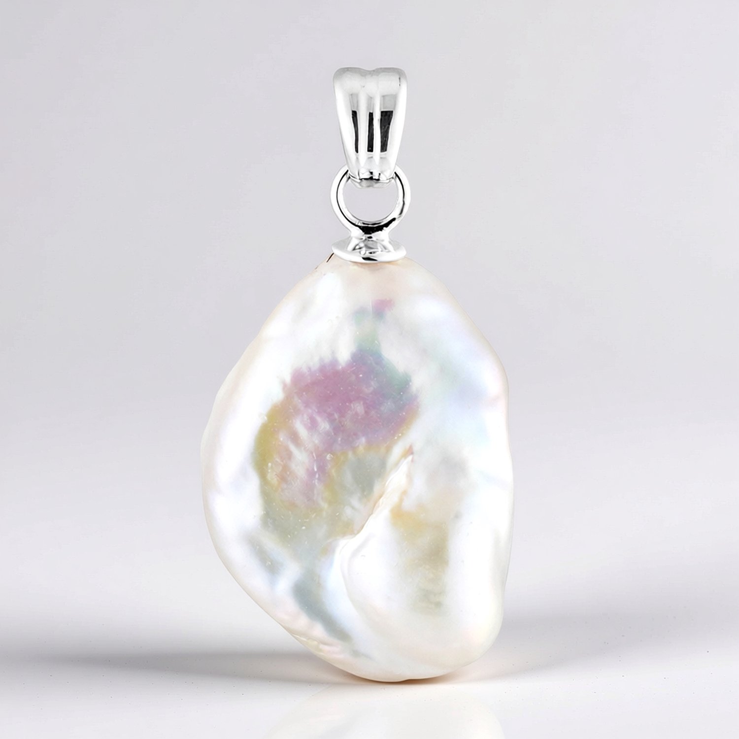 Chique witte parel-zilveren hanger
