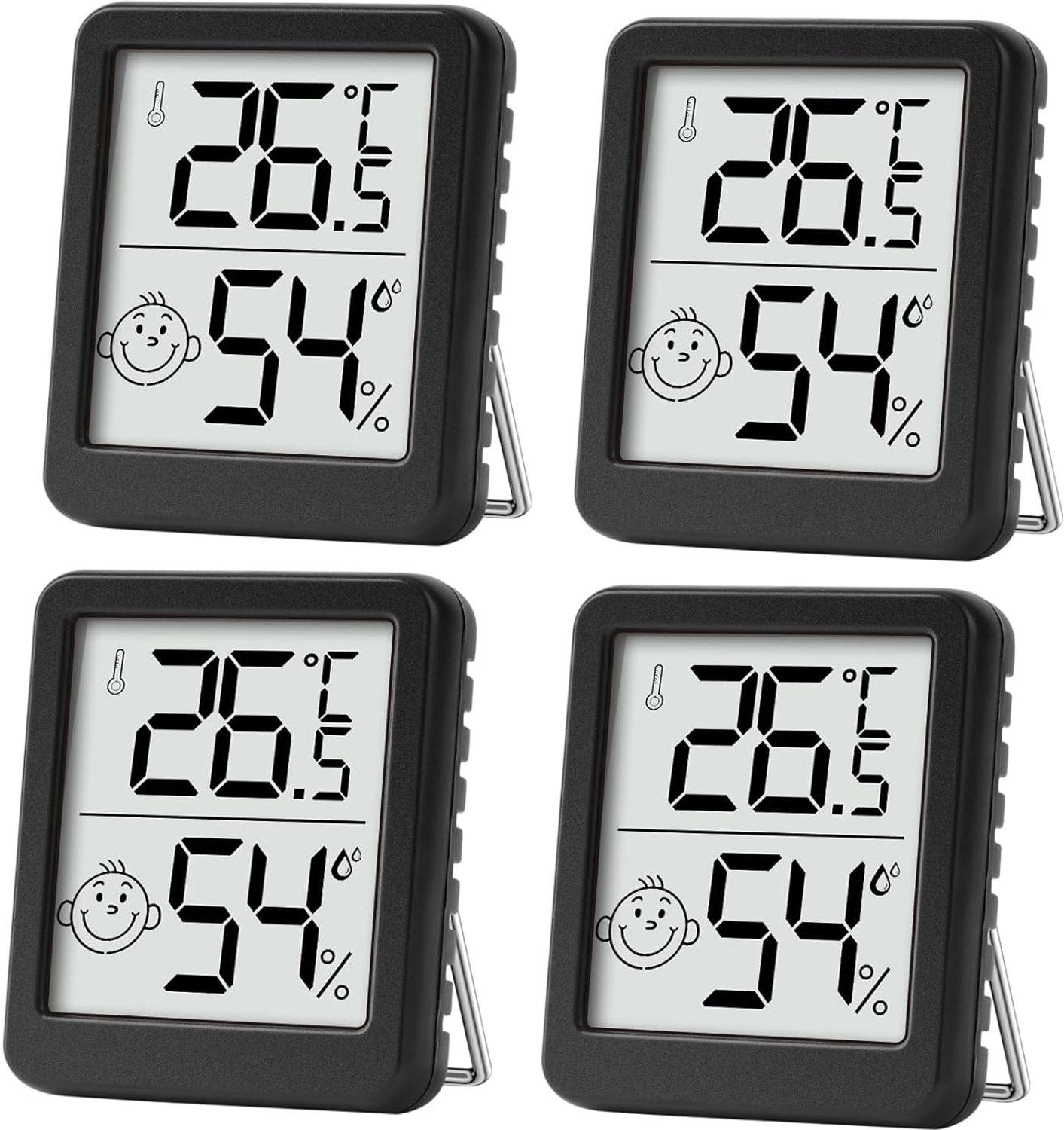 SnelShoppen - Hygrometer & Binnenthermometer - Mini LCD Digitale Thermometer - Temperatuurmonitor & Vochtigheidsmeter voor Thuis, Kantoor, Badkamer, W