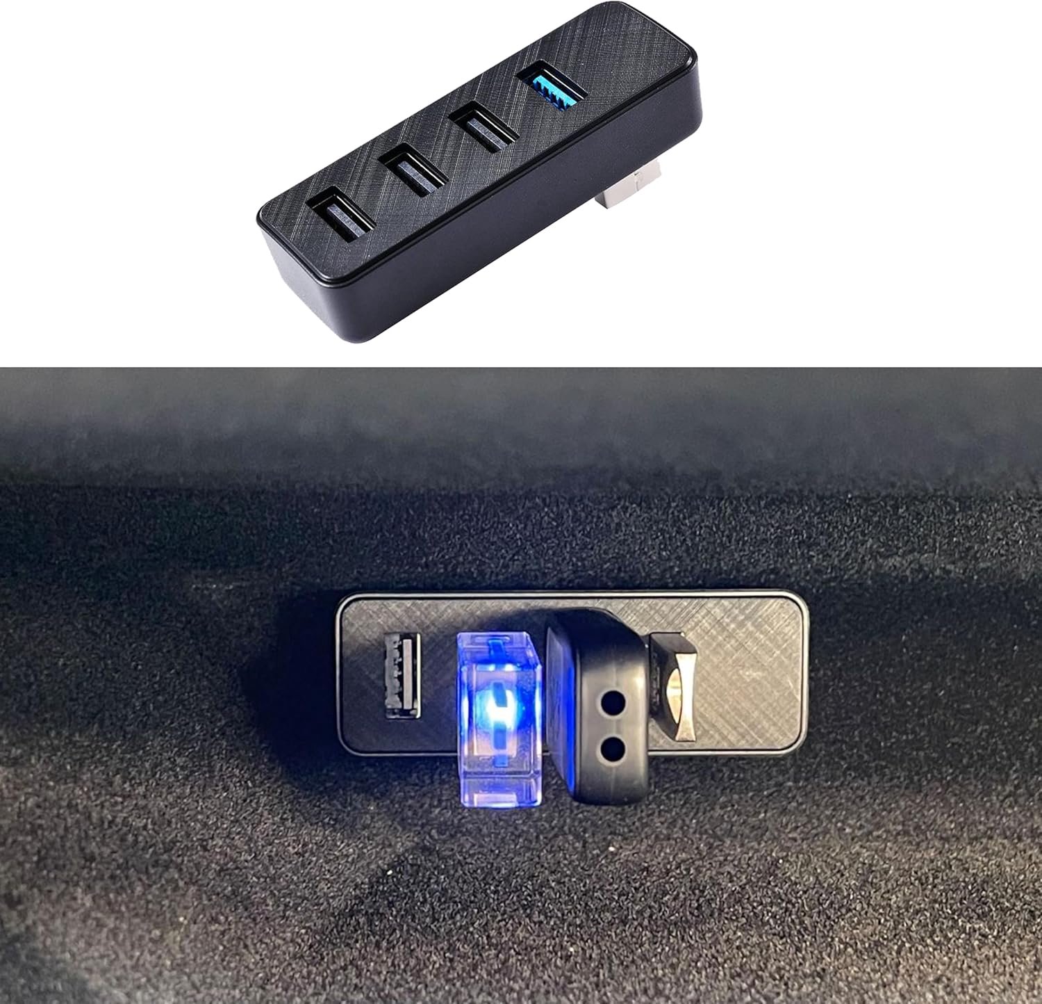 SnelShoppen - Handschoenenvak USB Hub voor Tesla 2024-2026 Model 3 Highland en 2025-2026 Model Y Juniper, 4-in-1 Dockstation voor Dashcam, USB-stick,