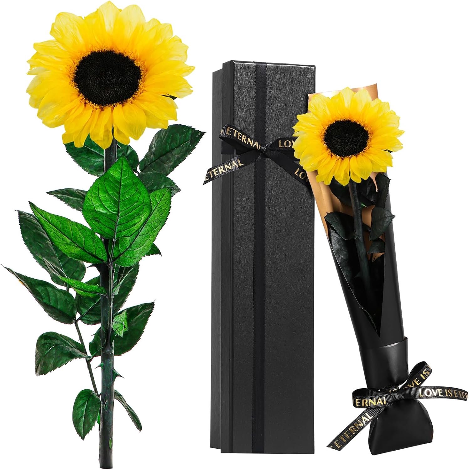 SnelShoppen - Kerstcadeau - Eeuwige Zonnebloem in Luxe Doos - Preserved Flower Geschenk voor Verjaardag, Huwelijk, Anniversaries & Genezing voor Vrouw