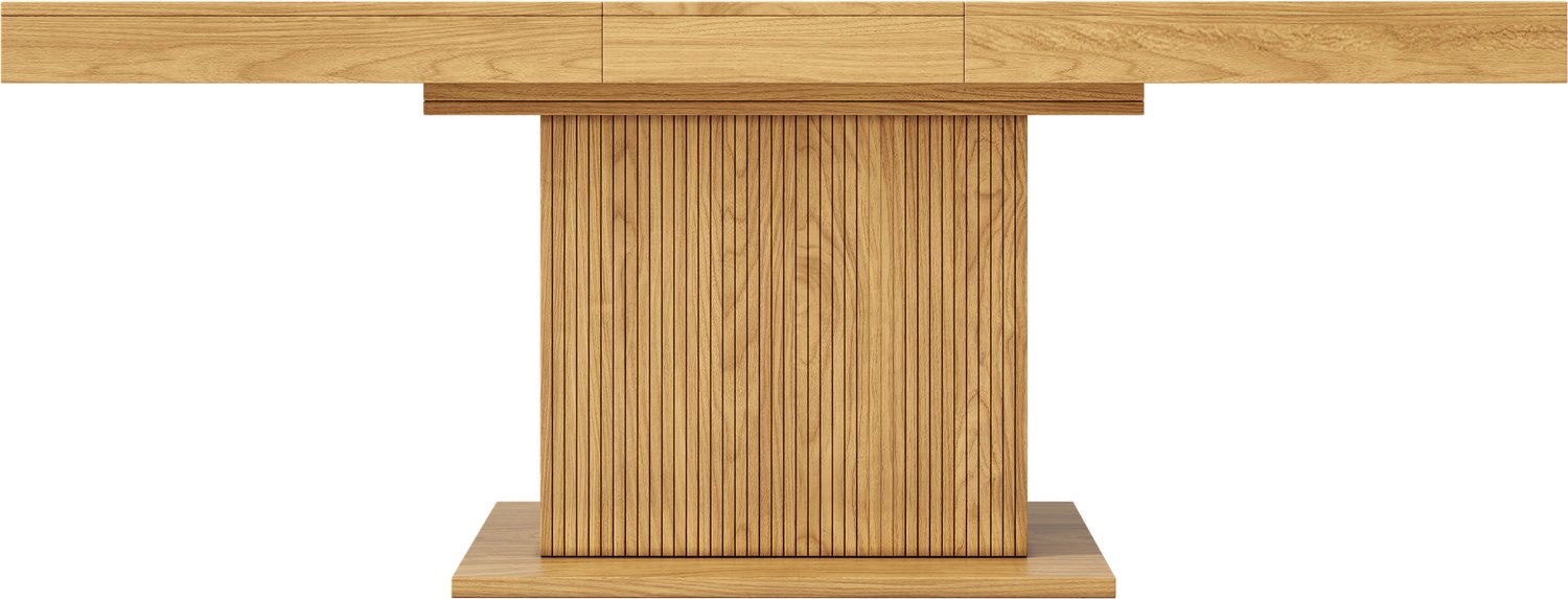 SONNENH Uitschuifbare eettafel met opbergkast en ribbeldeuren - Naturel houtlook - 140-180 x 90 cm