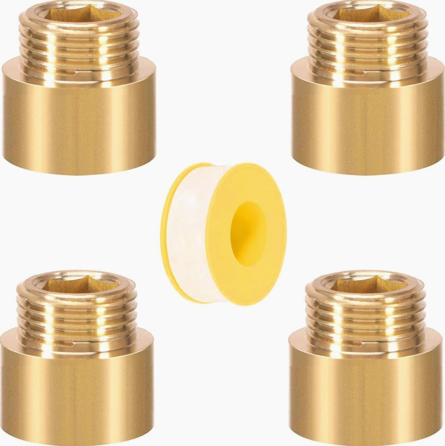 Merkloze Messing Kraanverlengstukken 1/2" 15mm - 4 Stuks