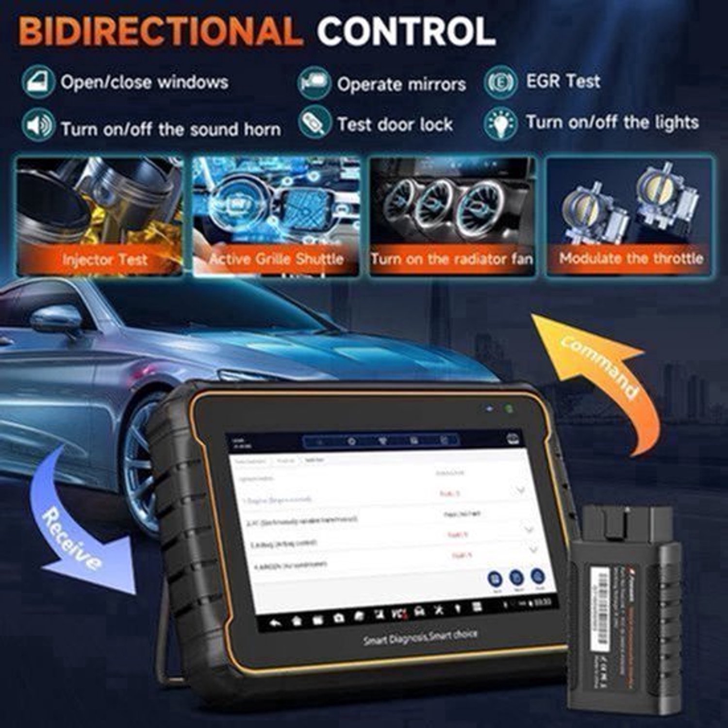 OBD2 Scanner - OBD - Diagnosecomputer - Storing Verwijderen - Uitleesapparatuur - Auto Uitlezen - Diagnose apparatuur voor auto's - met Volledige Systeemdiagnose & 24+ Resetfuncties – Geschikt voor ABS, SAS, TPMS en Meer – Geel